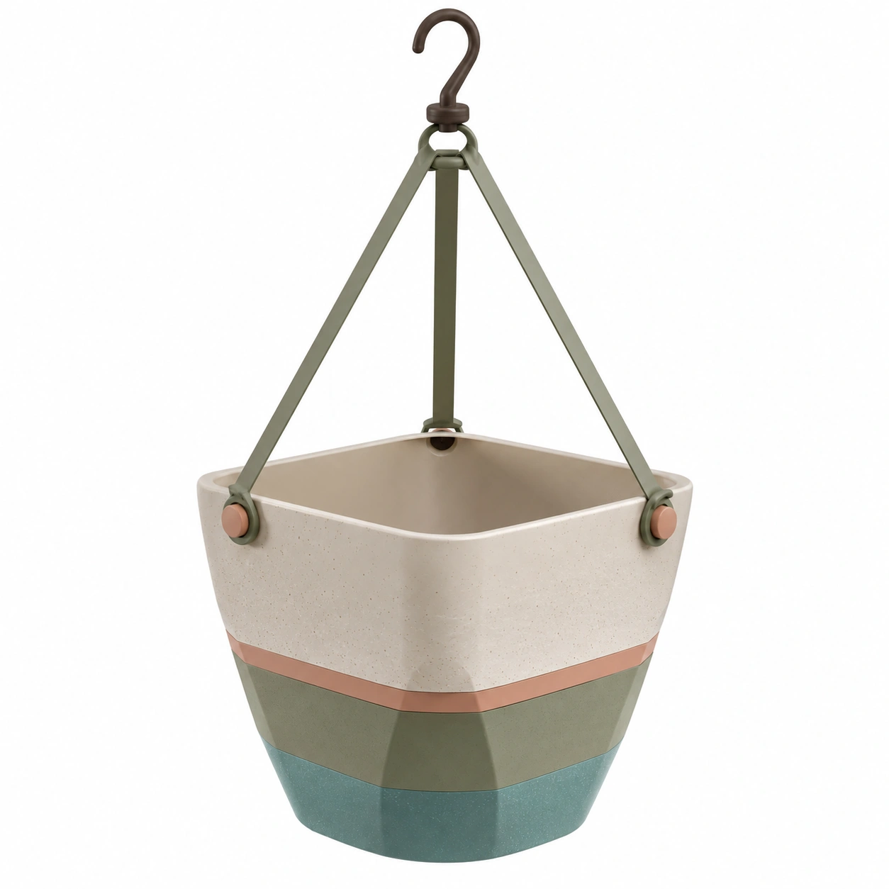 Maceta Colgante Beige con Cadena y Gancho-ulqernova