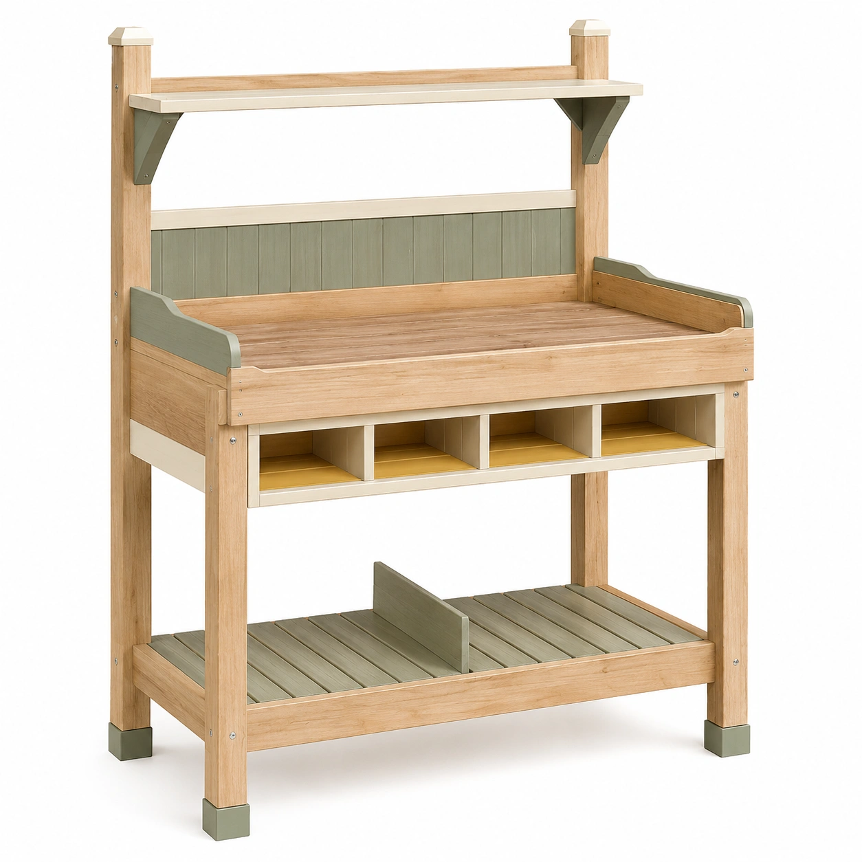 Mesa de Jardinería de Madera Multicolor con Estantes-ulqernova