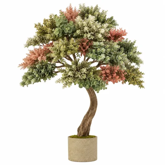 Planta Artificial de Eucalipto con Maceta de Cerámica Verde-ulqernova