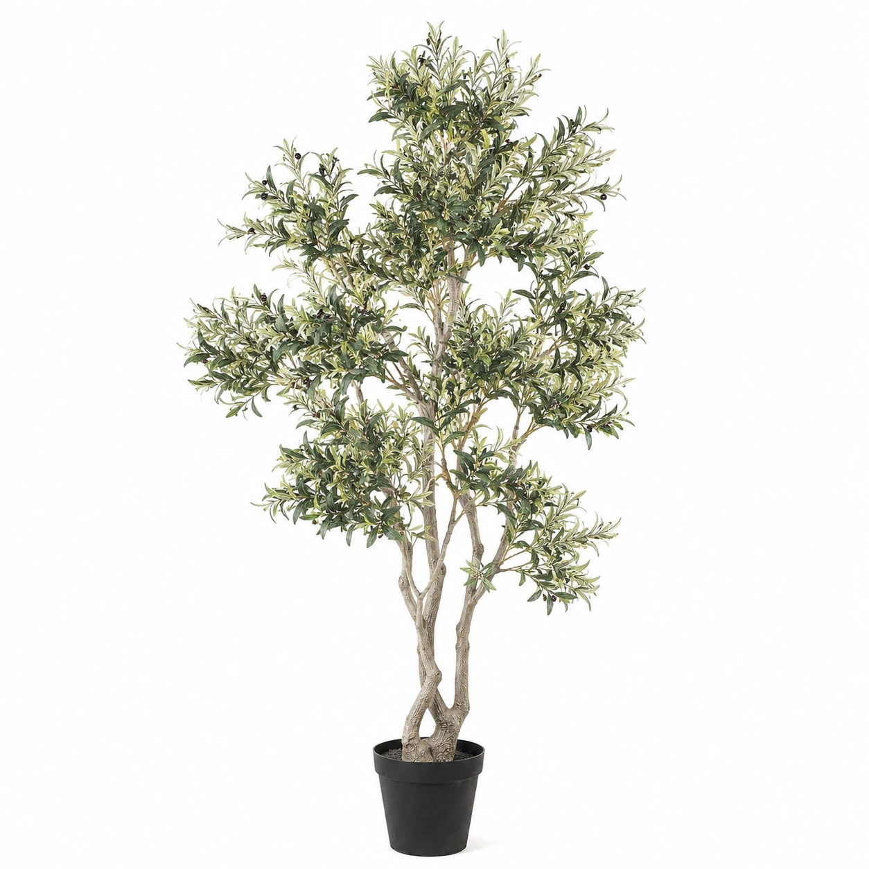 Árbol de Olivo Artificial con Maceta 120 cm Verde/Negro-ulqernova