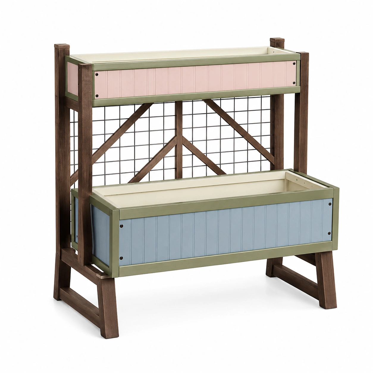 Jardinera Alta Exterior Crema Verde Azul 90x30x60cm-ulqernova