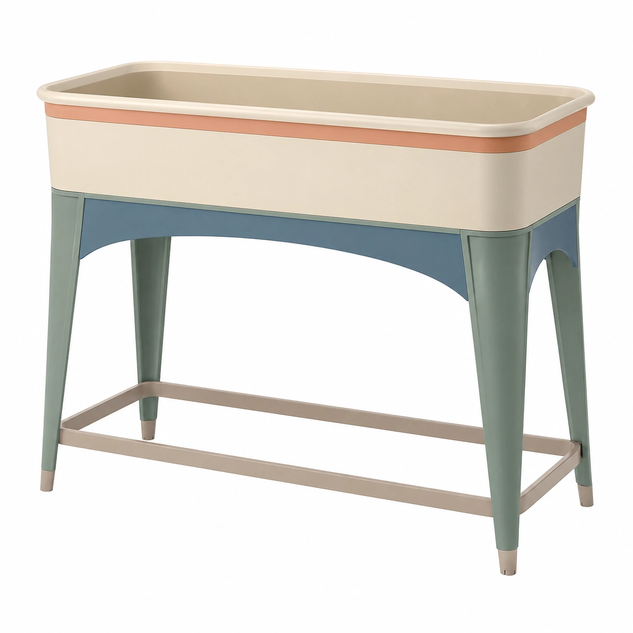 Macetero Elevado de Exterior 80x40x70 cm Verde/Beige-ulqernova