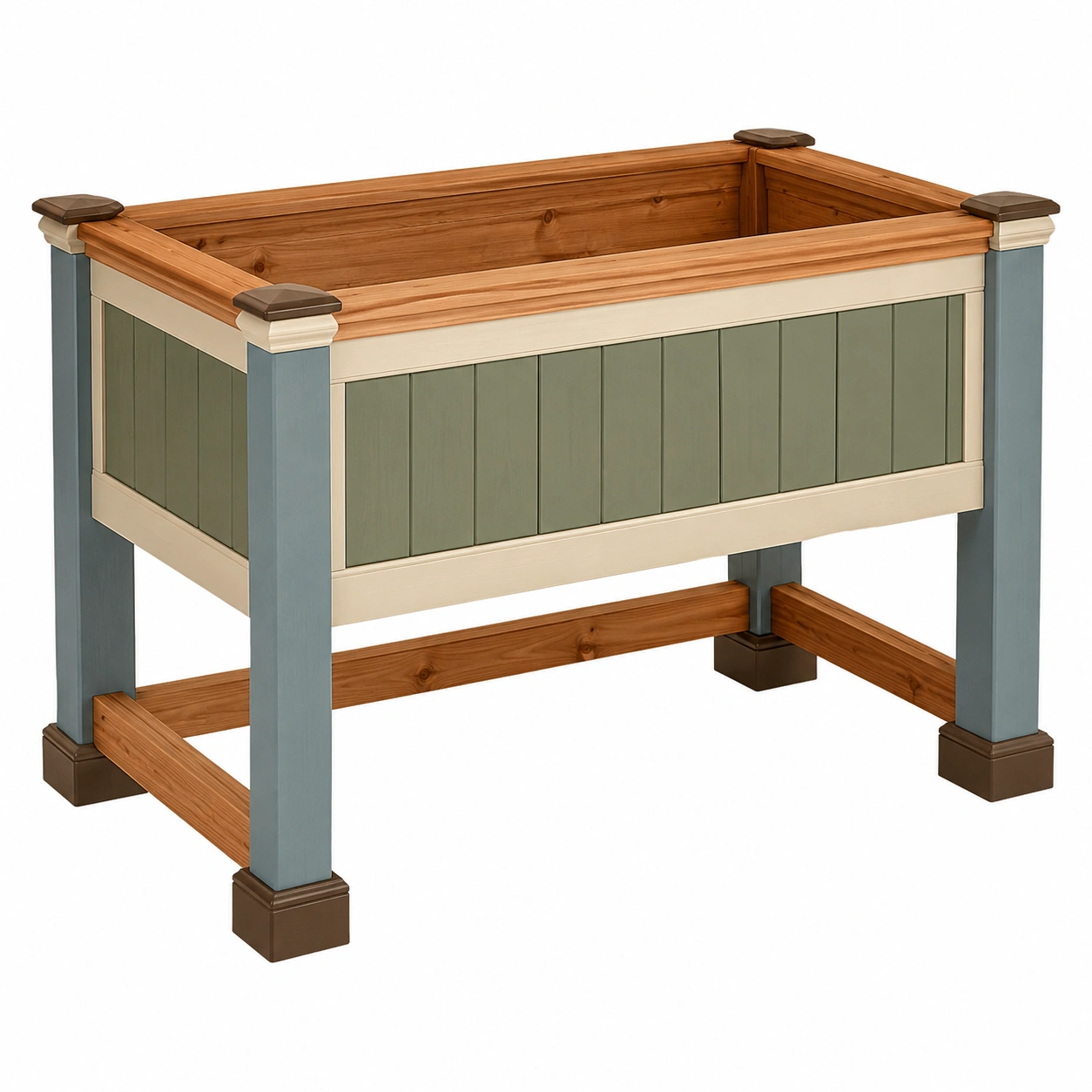 Jardinera Elevada Verde Beige con Drenaje 100x40x80cm-ulqernova