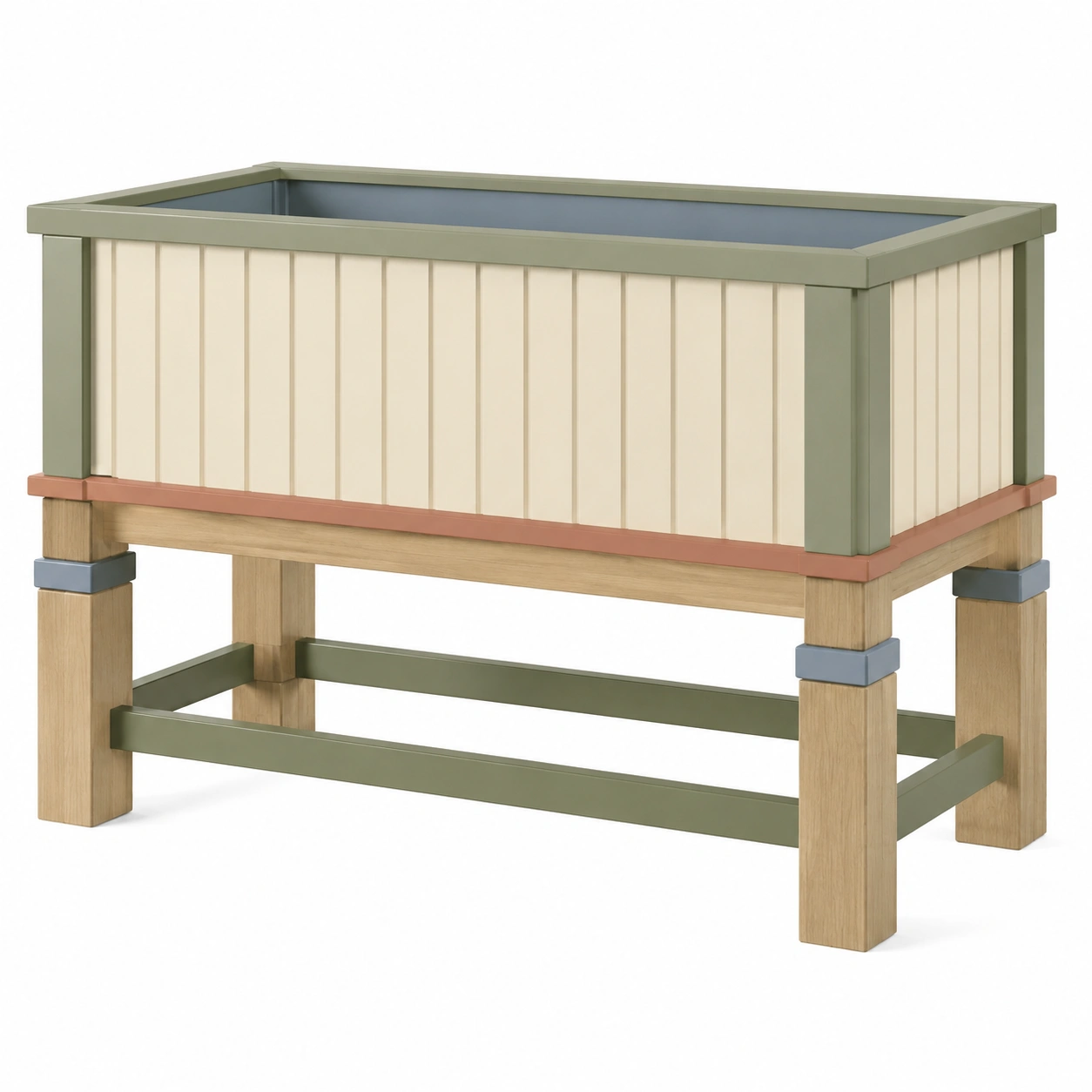 Jardinera Elevada Verde/Azul/Beige con Estante para Exterior e Interior-ulqernova
