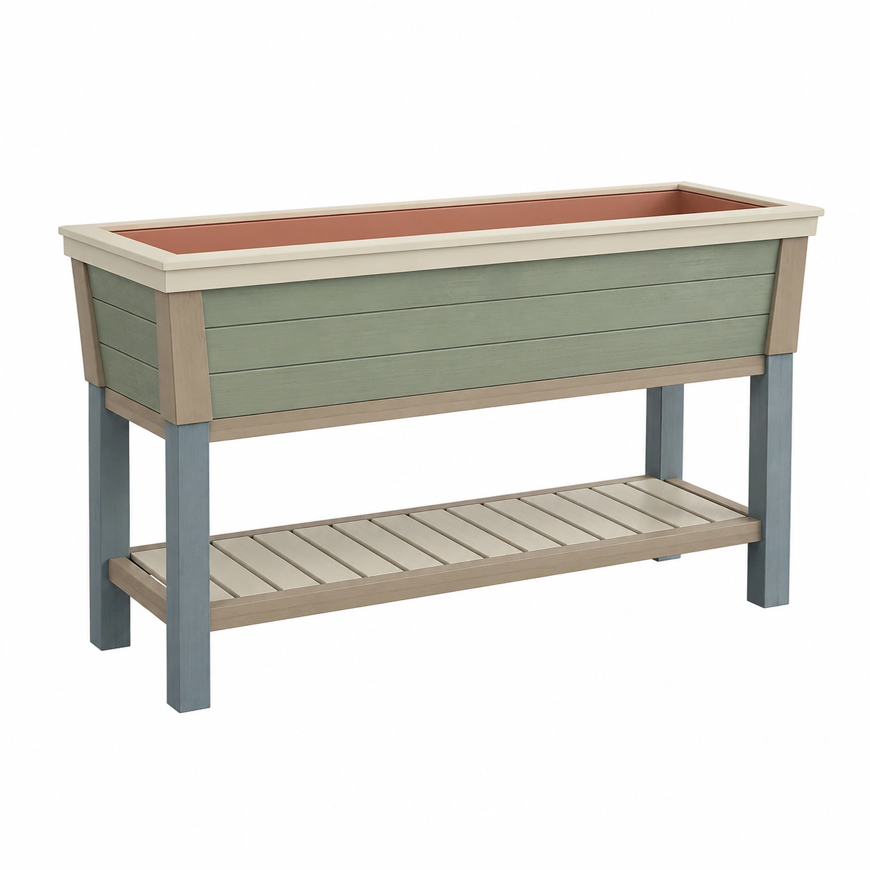 Jardinera elevada de madera para exterior e interior 80x40x80 cm Verde/Marrón/Beige-ulqernova