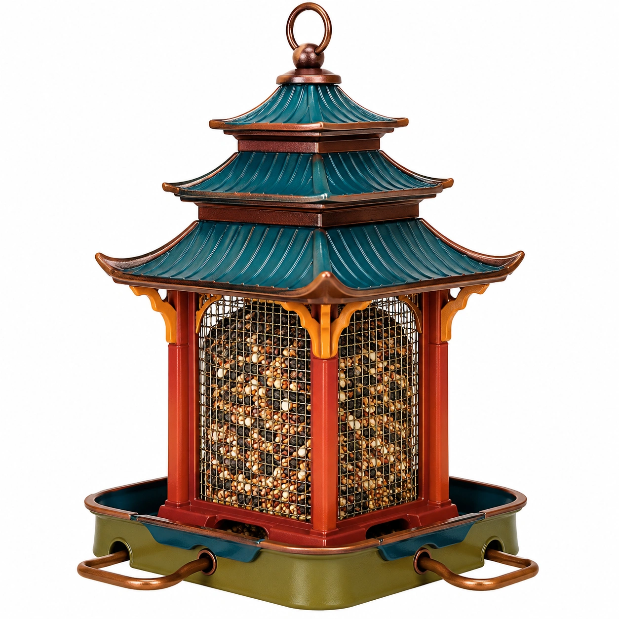 Comedero para Pájaros Verde Cobre 25 cm para Exterior-ulqernova