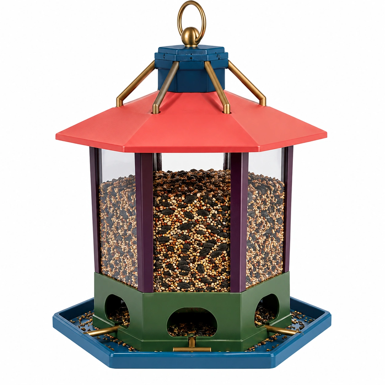 Comedero para Aves Colgante con Bandeja Multicolor-ulqernova
