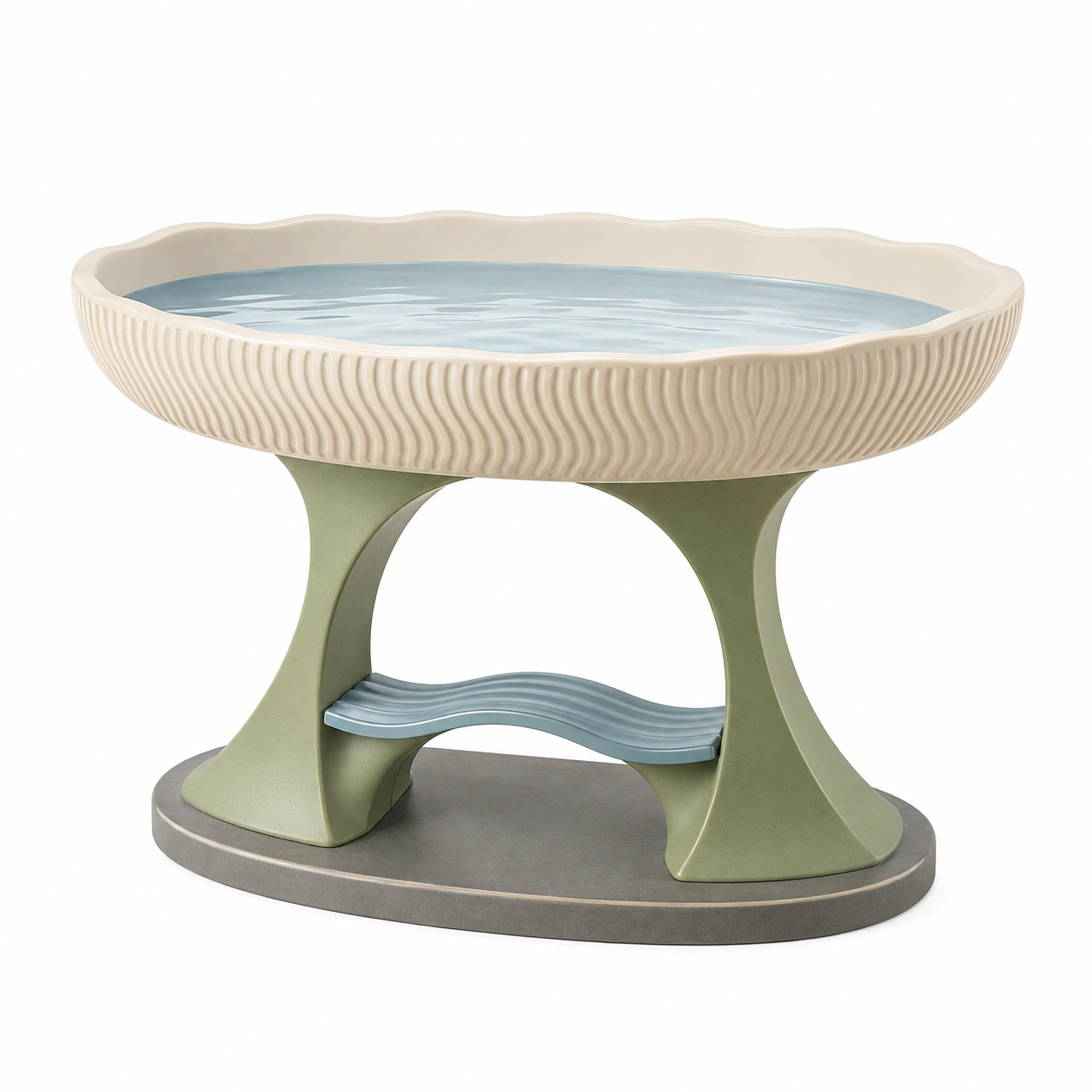 Baño de Pájaros Hexagonal para Exterior Beige y Azul-ulqernova