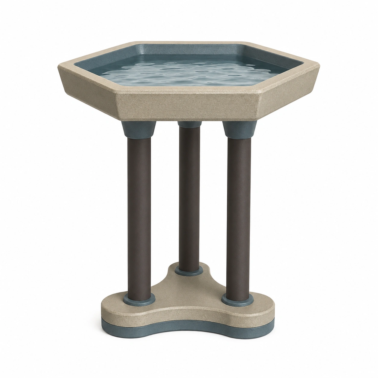 Baño de Pájaros Decorativo Azul y Beige para Jardín-ulqernova