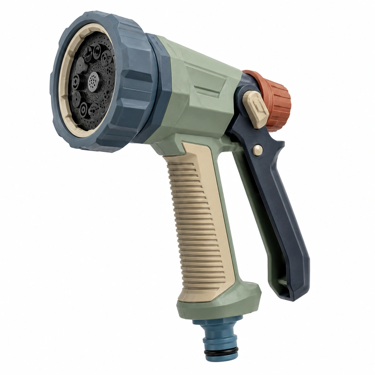 Pistola de riego de jardín de 8 modos ajustables verde y naranja-ulqernova