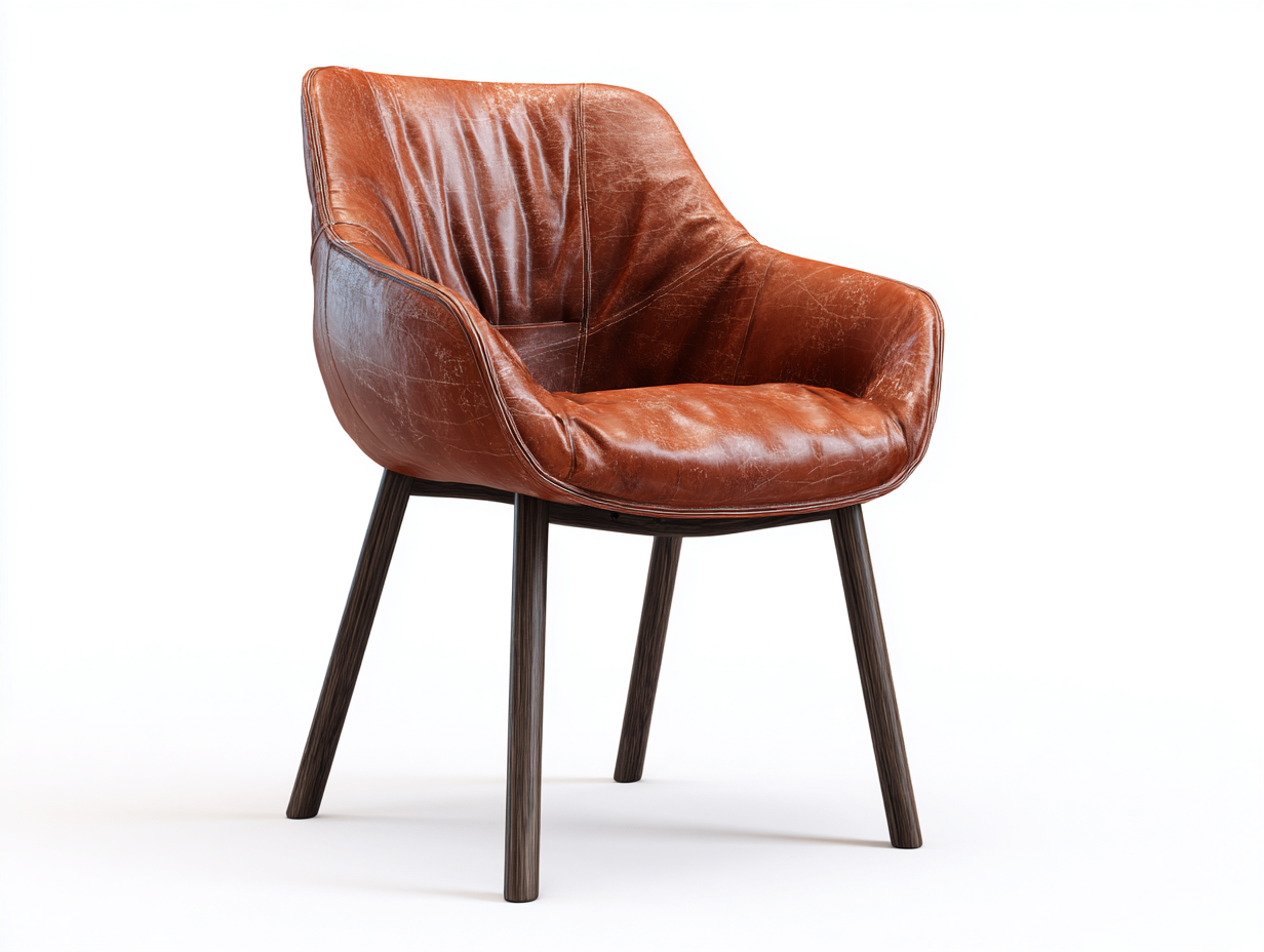 Sillas de comedor tapizada 60x56x82 cm - marrón coñac - patas de madera - estilo vintage-Masahahome