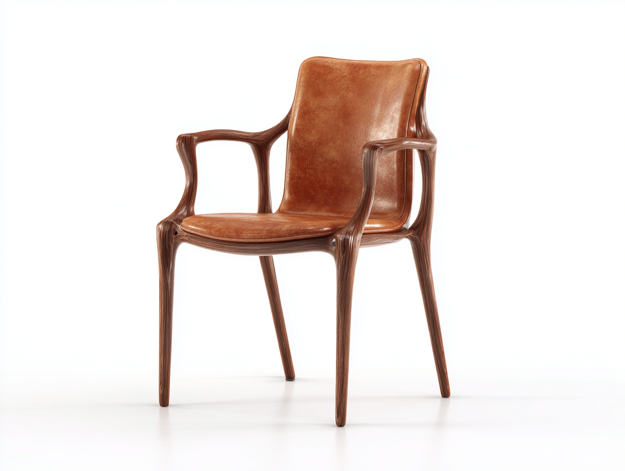 Sillas de comedor de madera y cuero sintético 58x56x88 cm - Marrón - Diseño elegante con reposabrazos-Masahahome