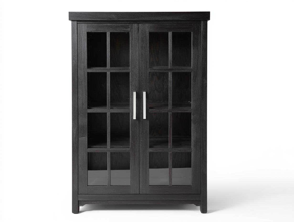 Vitrinas de madera y vidrio 90x40x160 cm negro - diseño moderno con puertas acristaladas-Masahahome