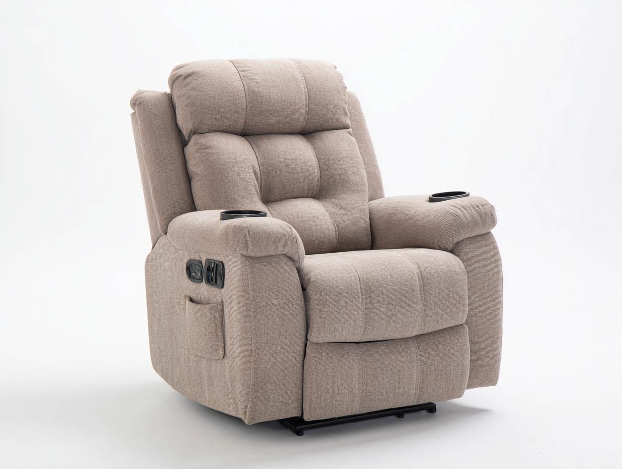 Liegesessel Stoff 99 x 94 x 105 cm - Taupe - für Wohnzimmer mit Liegefunktion-Rinoristudio