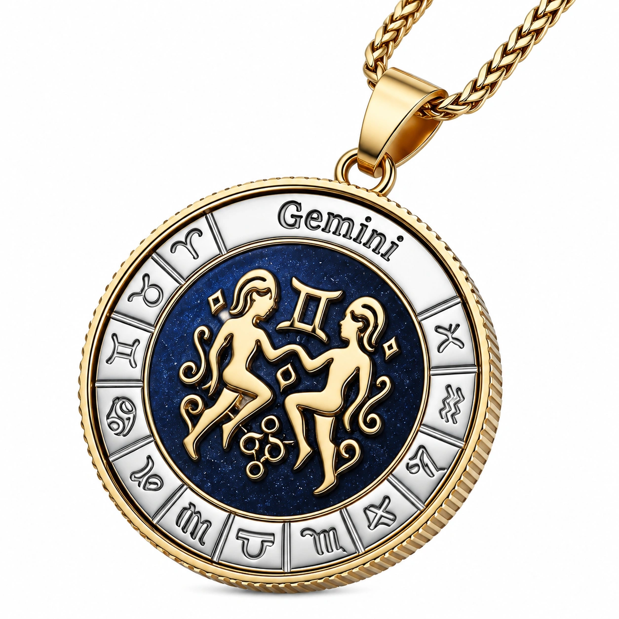Zodiakalny Naszyjnik Bliźnięta Okrągły Złoty-Dome Lveta