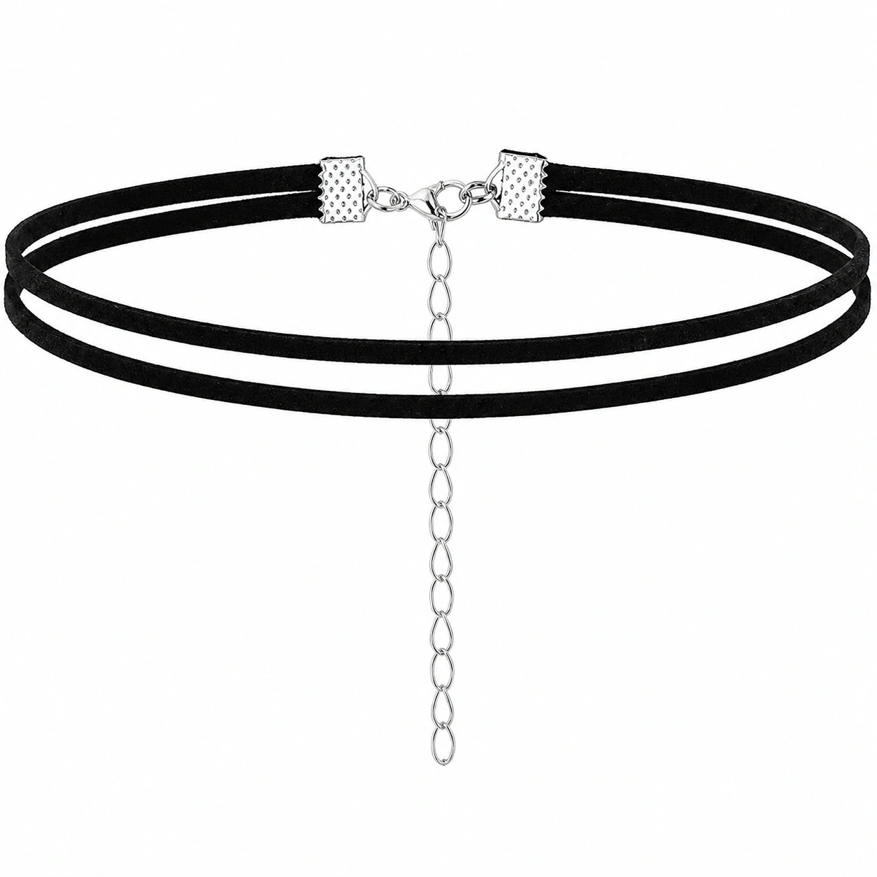 Podwójny czarny choker z łańcuszkiem regulowanym-Dome Lveta