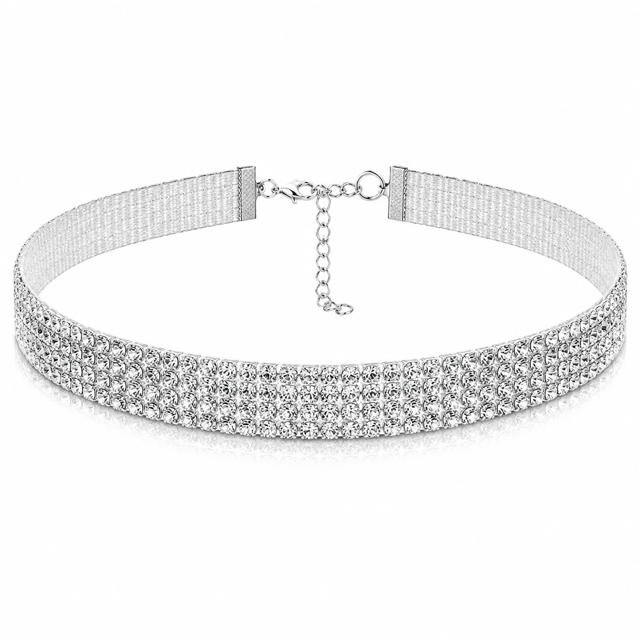 Srebrny naszyjnik choker z cyrkonami, regulowany-Dome Lveta