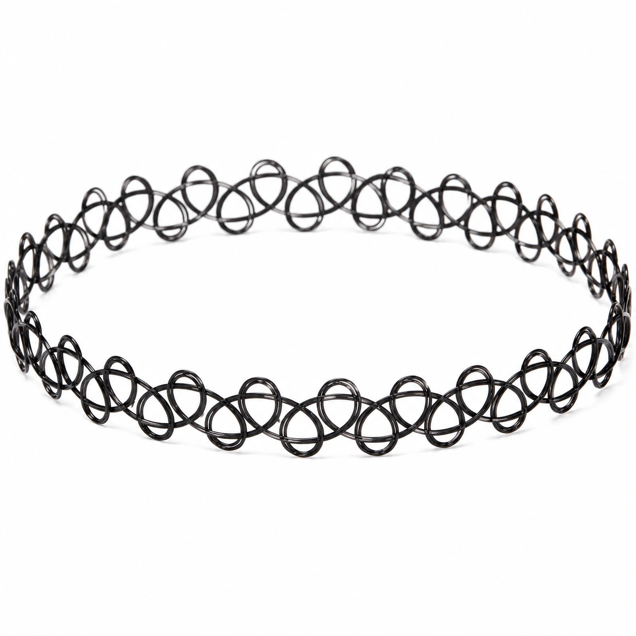Czarna elastyczna opaska choker z tatuażowym wzorem-Dome Lveta