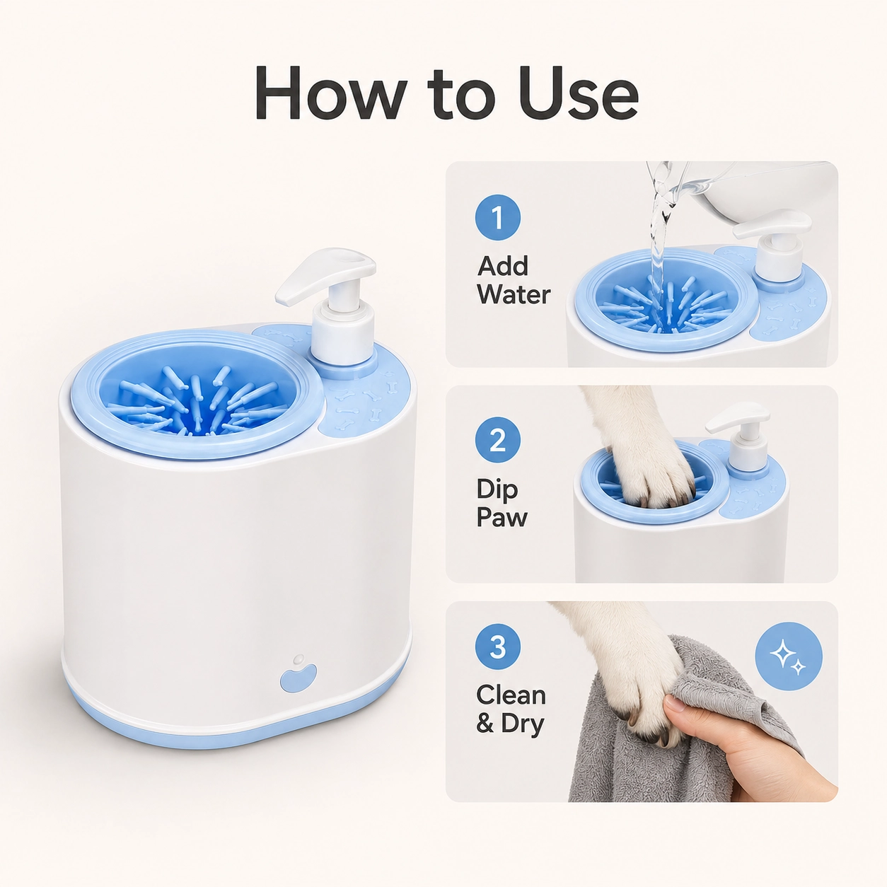 Automatic Dog Paw Cleaner with Built-In Pump
