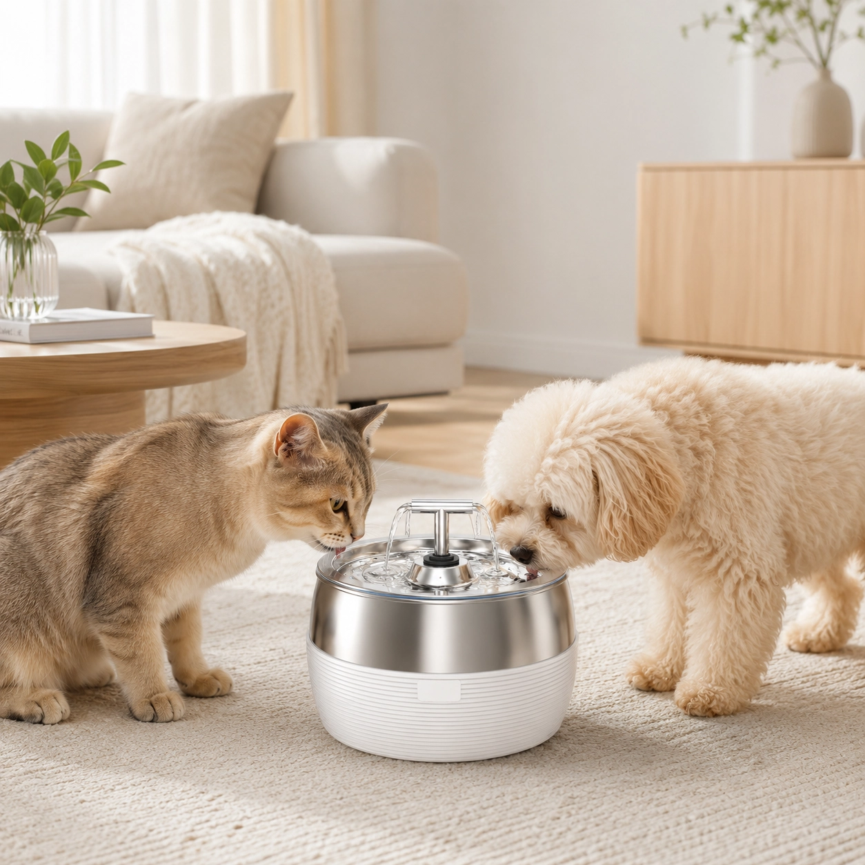 3L Stainless Steel Pet Water Fountain for Cats & Small Dogs