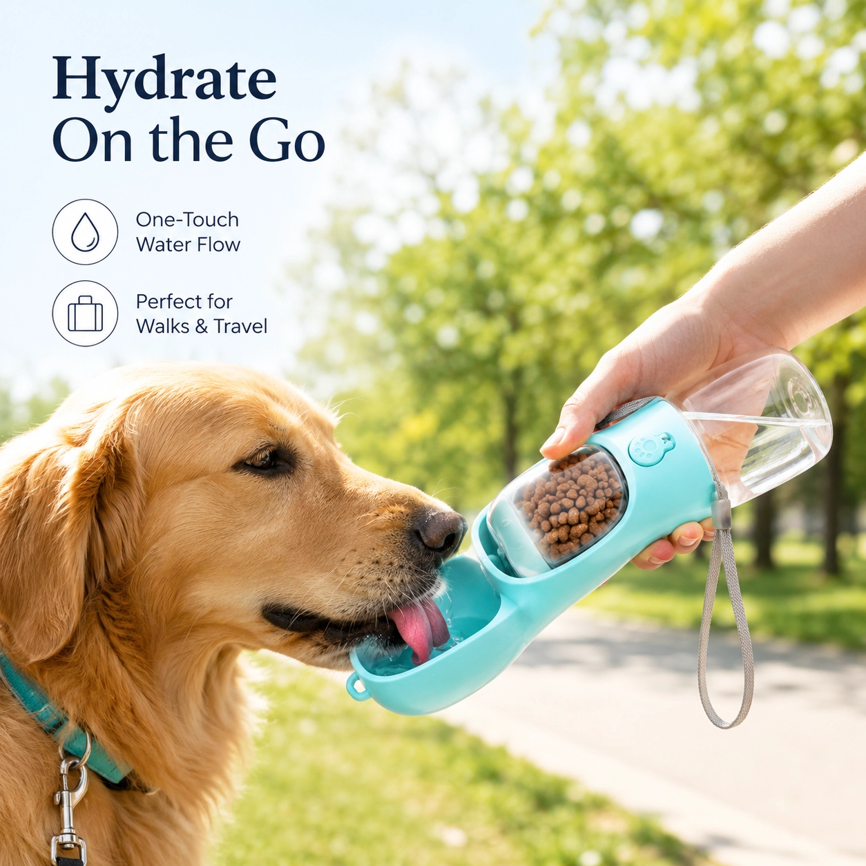 2-in-1 Portable Dog Water Bottle with Treat Container