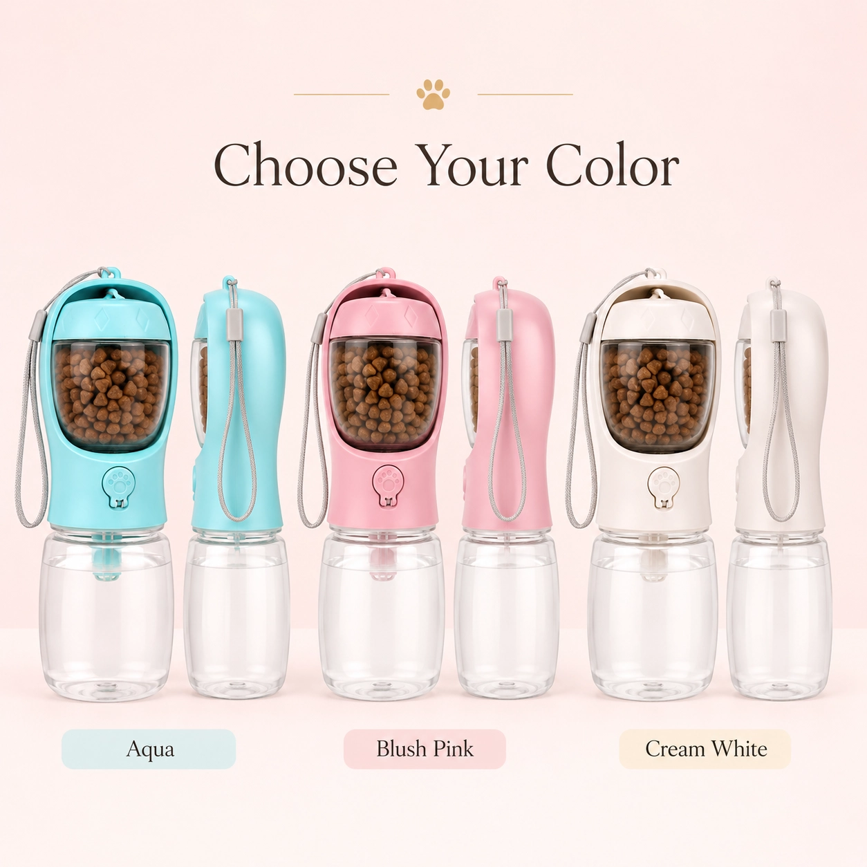 2-in-1 Portable Dog Water Bottle with Treat Container