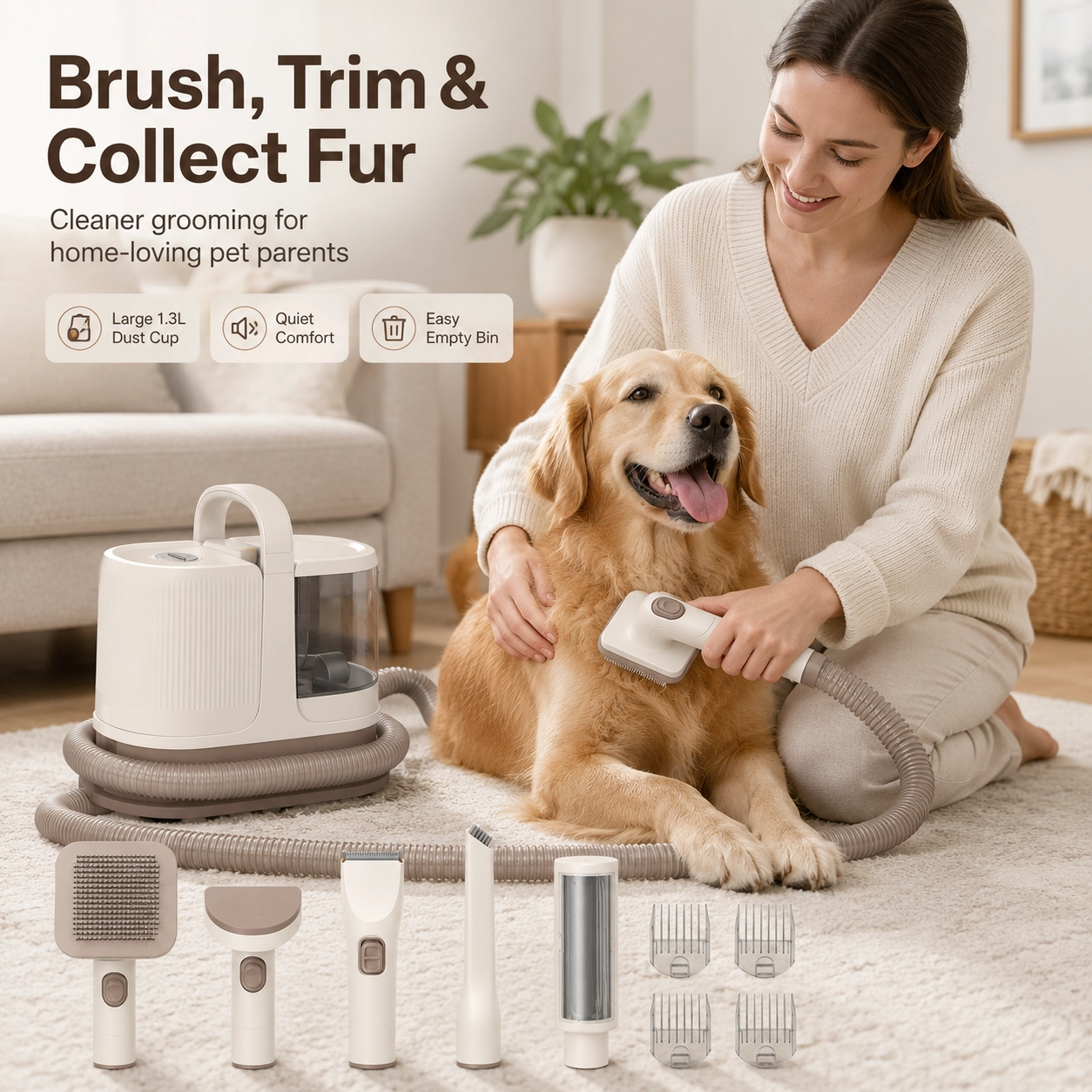 5-in-1 Pet Grooming Vacuum Kit for Dogs & Cats | Pupvoya™