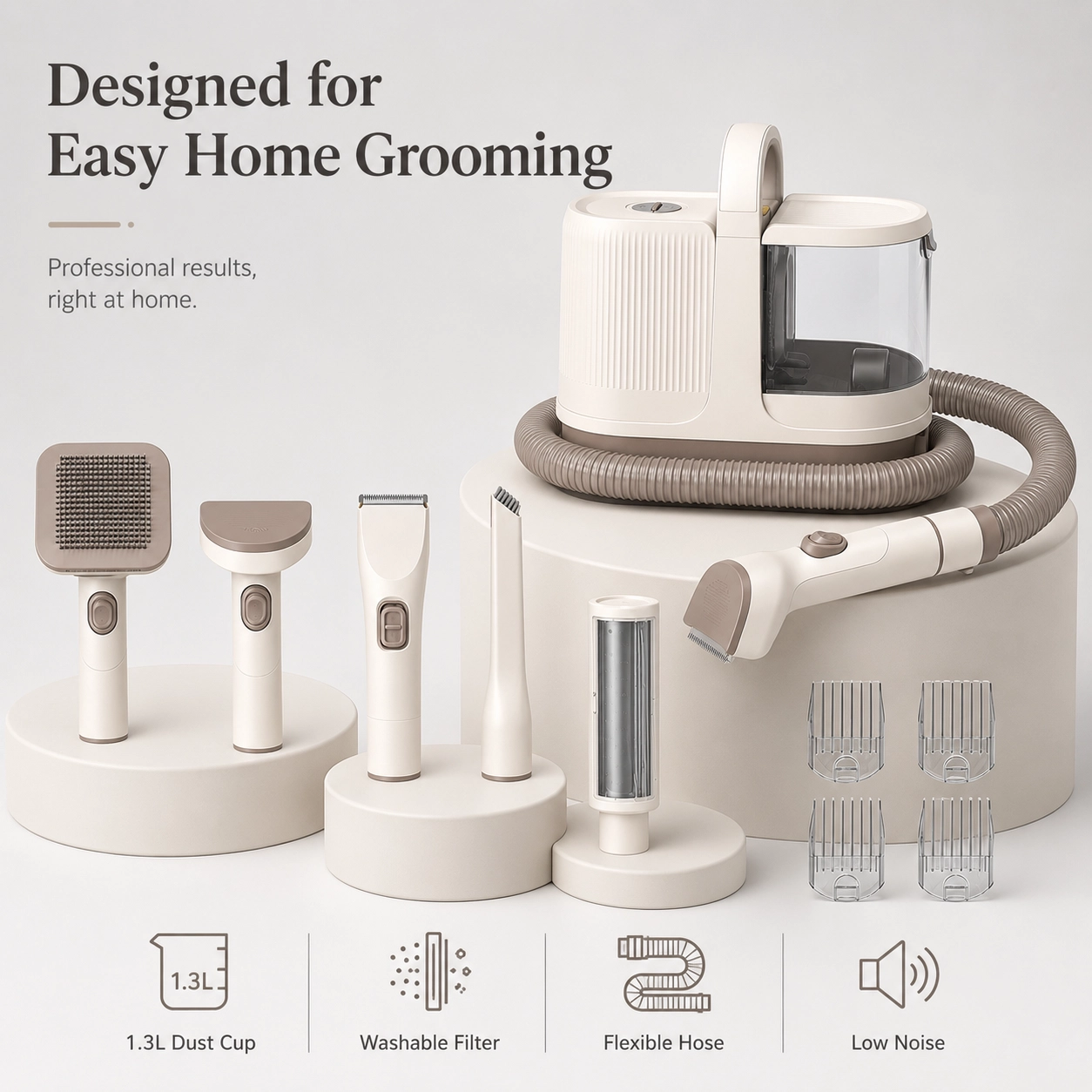 5-in-1 Pet Grooming Vacuum Kit for Dogs & Cats | Pupvoya™
