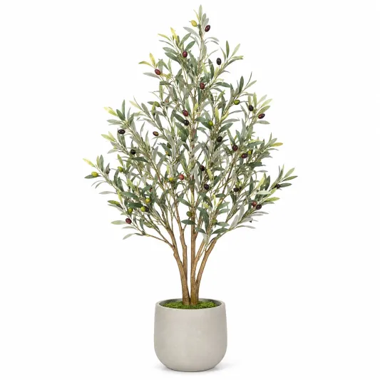 Árbol de Olivo Artificial con Maceta 150 cm Verde y Negro-arkmivelo