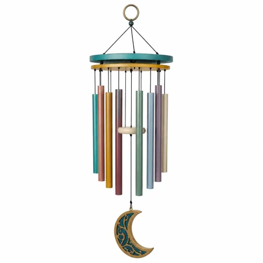 Campana de Viento Exterior Multicolor con Colgante de Luna-arkmivelo