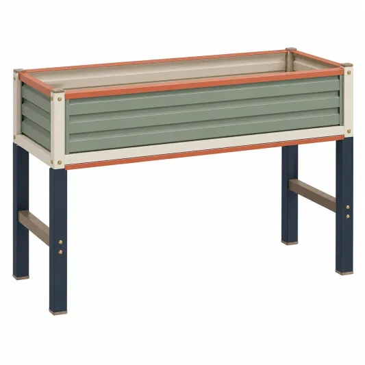Mesa de Cultivo Elevada Metálica para Exteriores Naranja/Verde Azul-arkmivelo