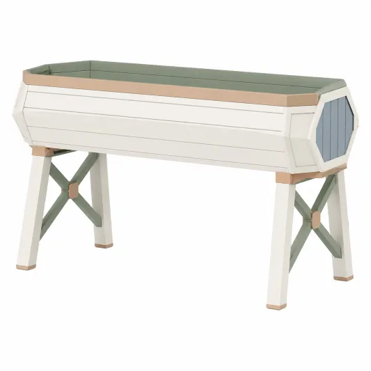 Mesa de cultivo elevada para exteriores Blanco, Verde y Beige-arkmivelo