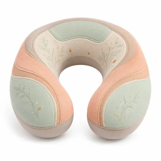 Cojín de Cuello en U Ergonómico Floral Verde/Beige/Rosa-lornavika
