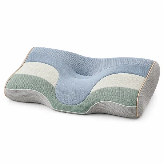 Almohada ergonómica para soporte cervical en tonos azul y gris-lornavika