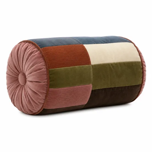 Cojín Cilíndrico Decorativo Patchwork Multicolor-lornavika