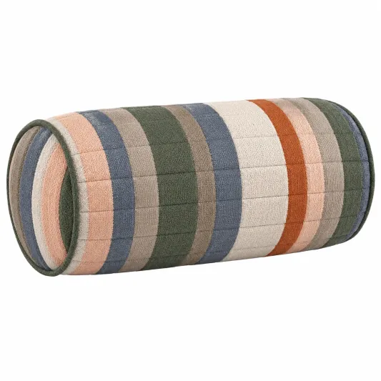 Cojín cilíndrico con rayas multicolor para decoración-lornavika