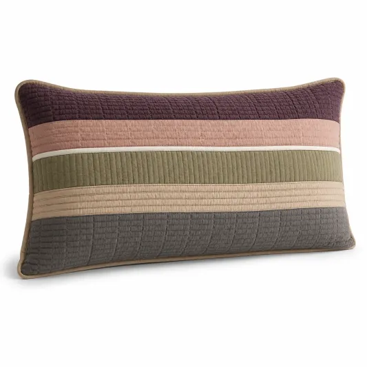 Cojín rectangular acolchado de patchwork en tonos tierra-lornavika