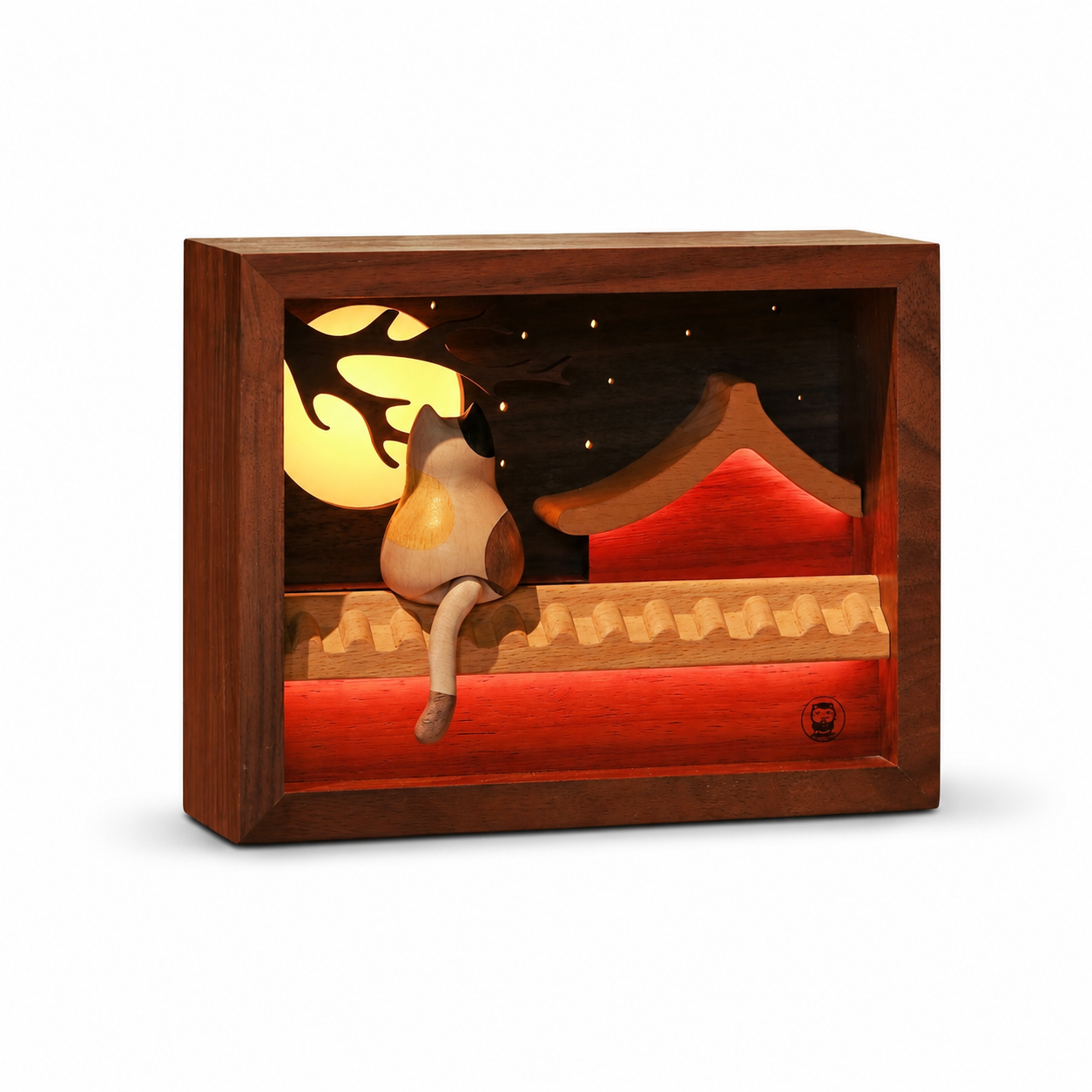 Wooden Automata Moonlit Cat Nightlight