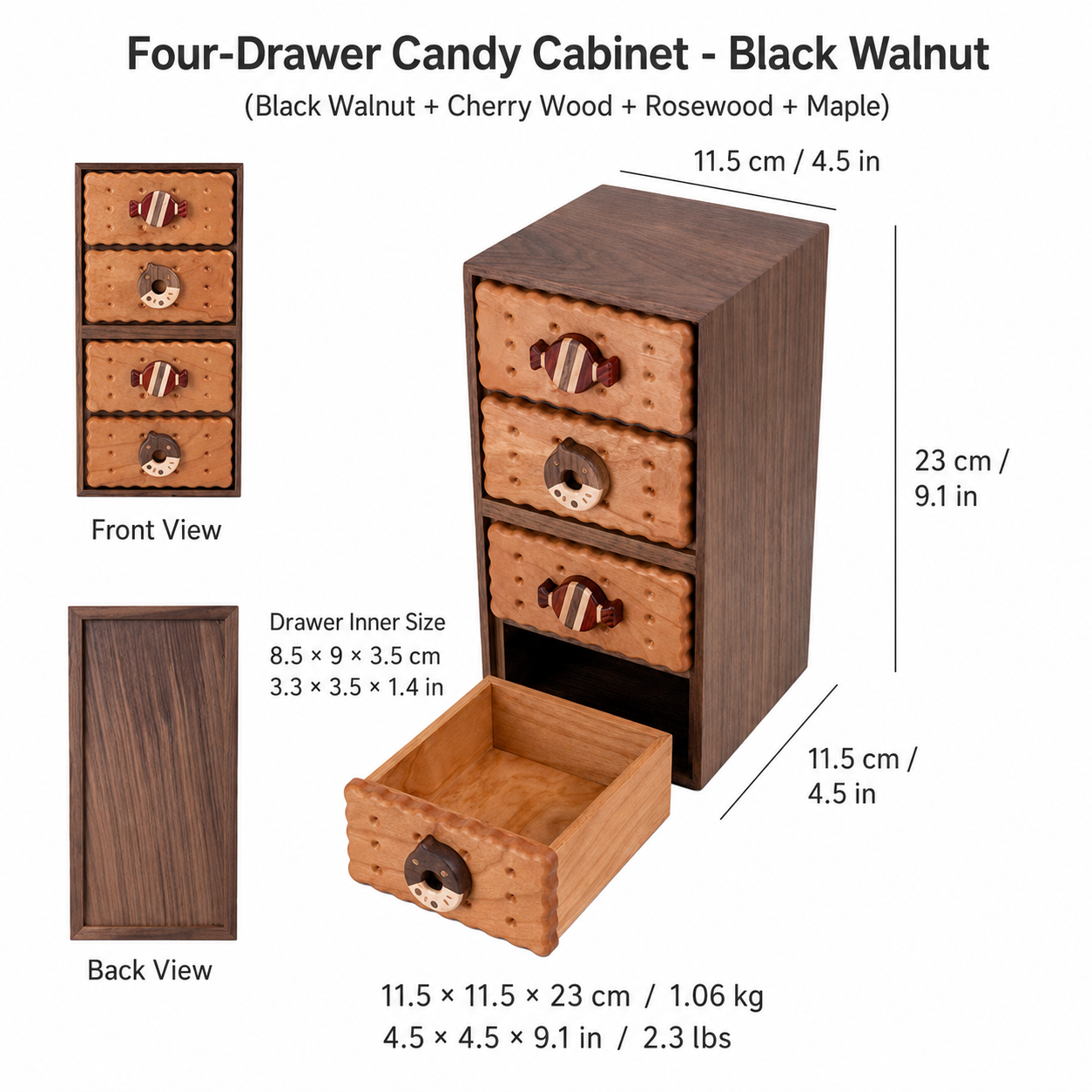 CRAFTSMM | Four-Drawer Candy Cabinet - Black Walnut Wood