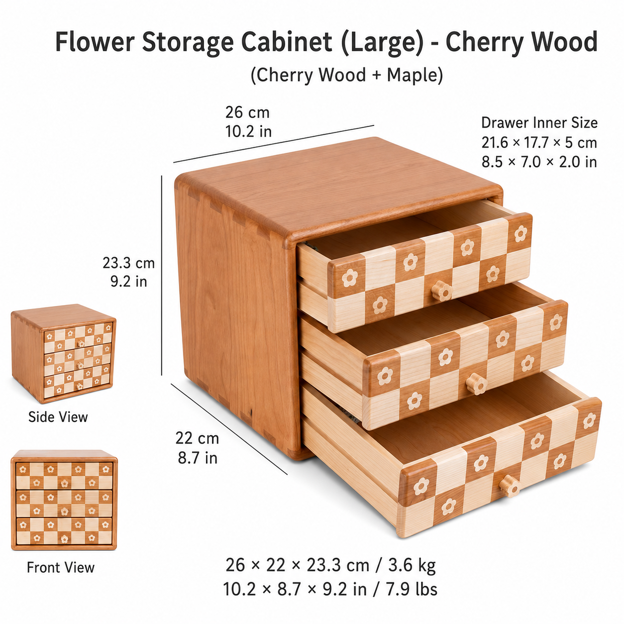 CRAFTSMM | Large Flower Storage Cabinet - Cherry Wood