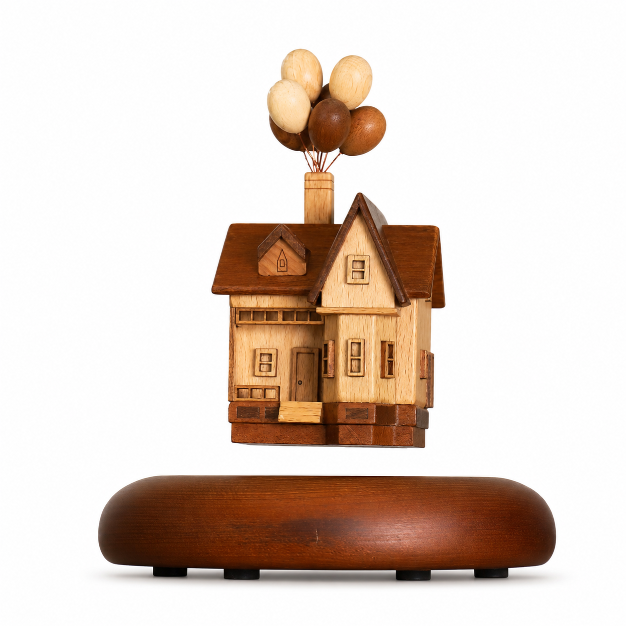 Magnetic levitation wooden ‘UP’ house