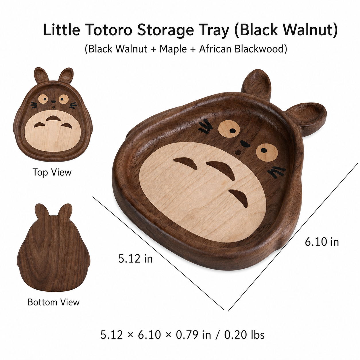 CRAFTSMM | Little Totoro Storage Tray-Black Walnut
