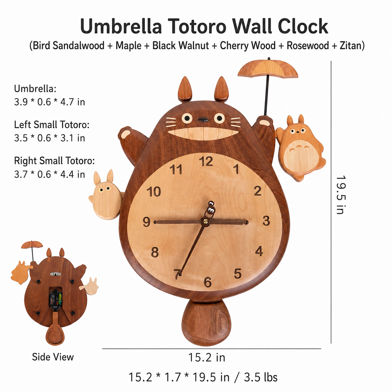 Umbrella Totoro Wall Clock