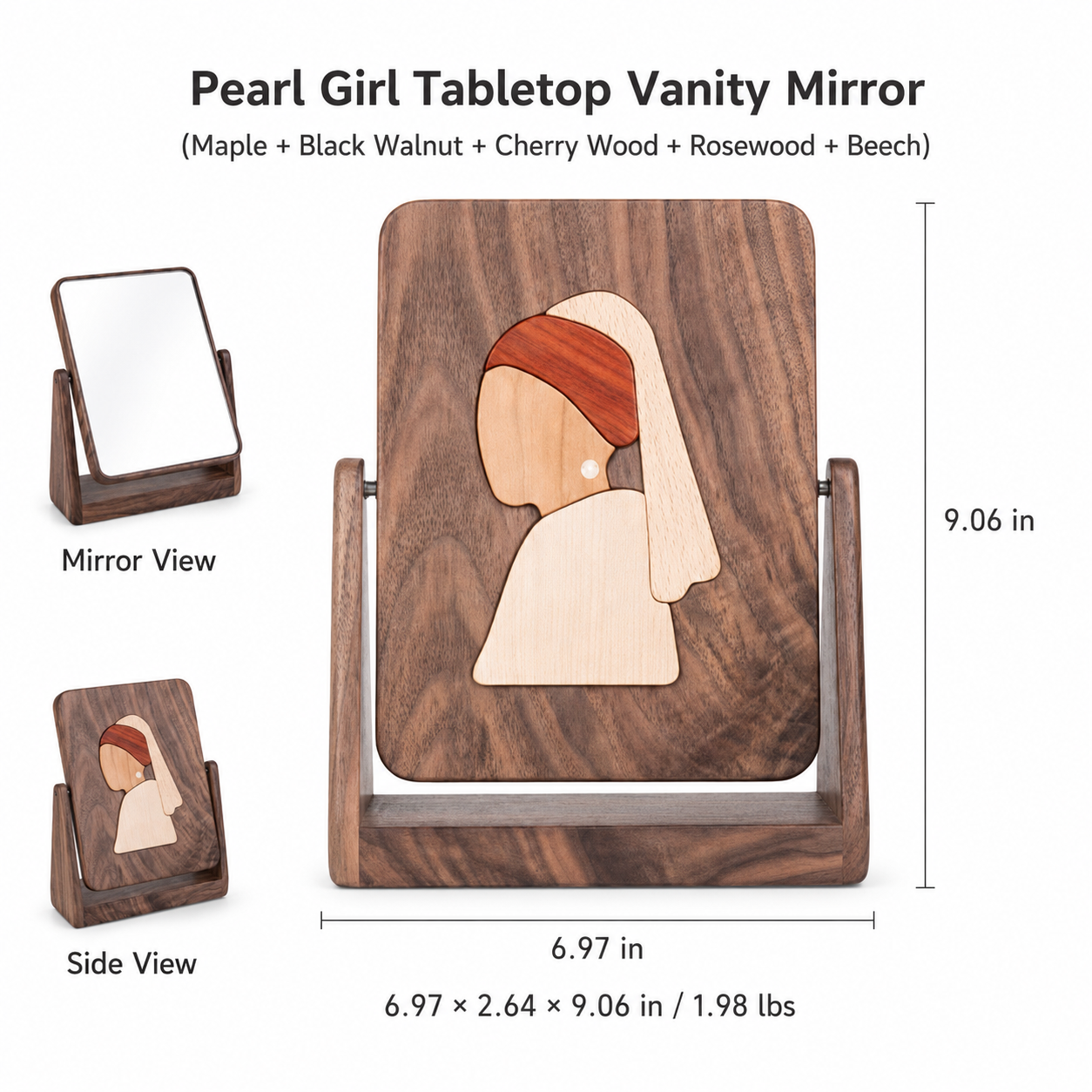 CRAFTSMM | Pearl Girl Tabletop Vanity Mirror