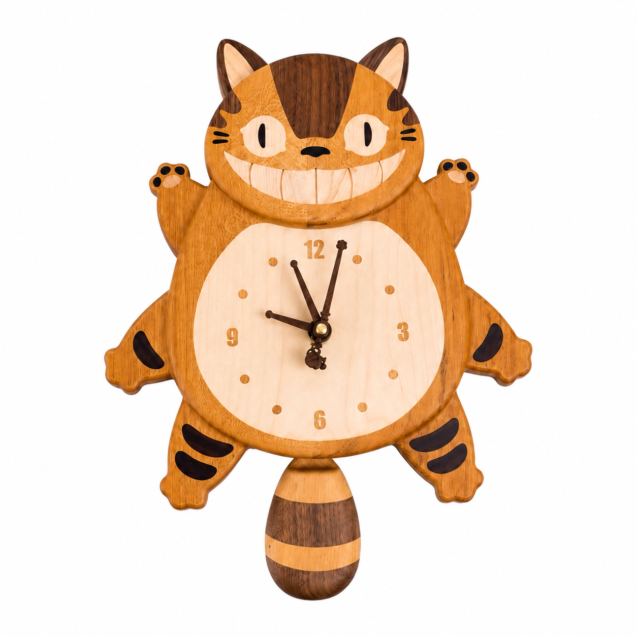 Wooden Catbus Wall Clock