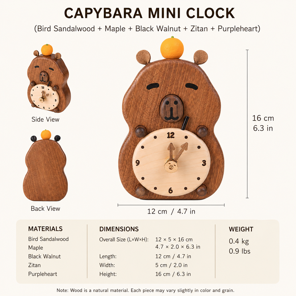 CAPYBARA Wooden CLOCK