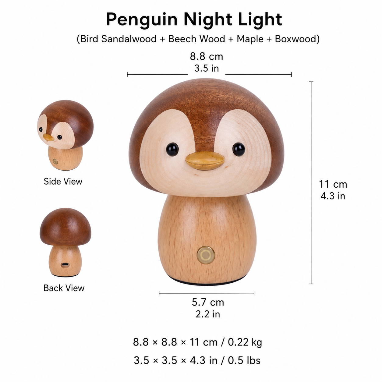Wooden Penguin Night Light