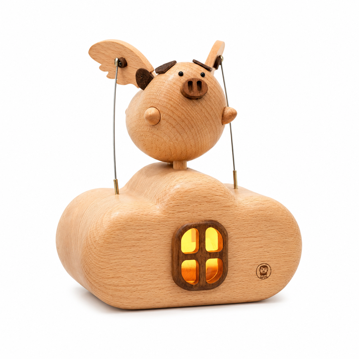 Wooden Automata Flying Pig