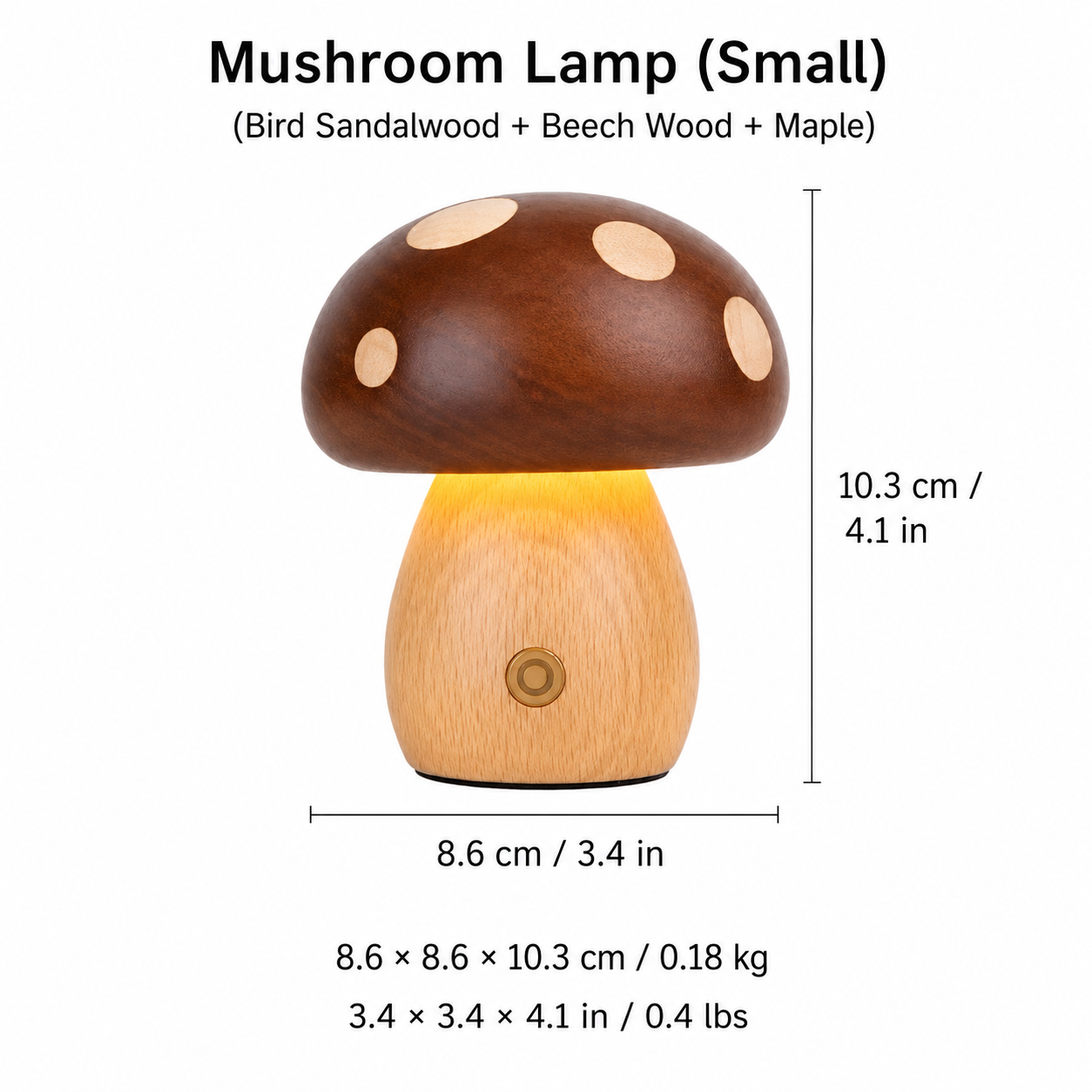 Wooden Mushroom Lamp--Small Size
