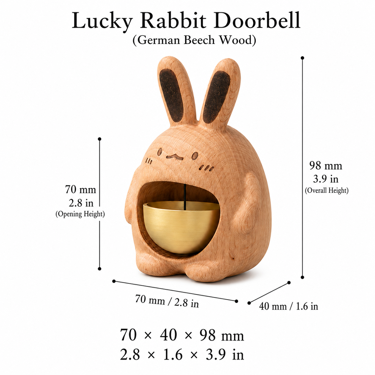 Wooden Lucky Rabbit Doorbell